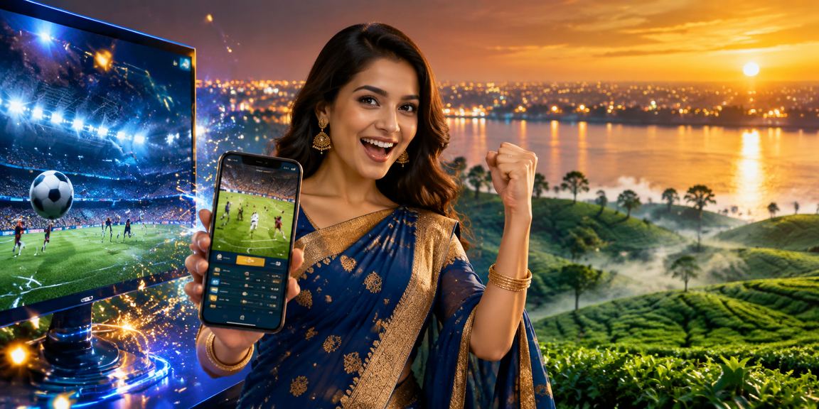 রাজশাহীর চা বাগানের পটভূমিতে স্পোর্টস বেটিং উপভোগ করছেন একজন ব্যবহারকারী